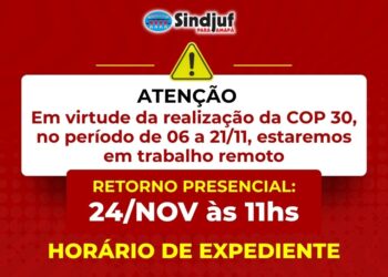 AVISO IMPORTANTE: Mudança de horário em virtude da COP-30