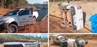 Caminhonete do TRT8 capota nas proximidades de Laranjal do Jari, no Amapá
