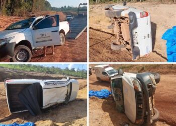 Caminhonete do TRT8 capota nas proximidades de Laranjal do Jari, no Amapá